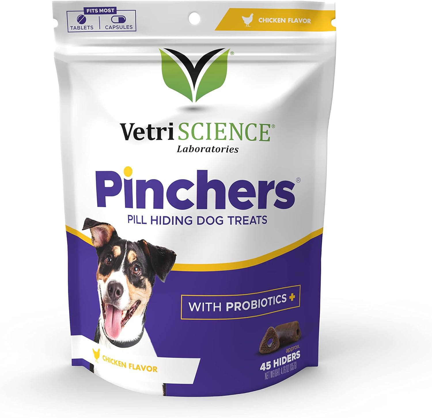 VETRISCIENCE Pinchers Pill Hiding Dog Treats with Probiotics - Wrap Pills, Capsules and Tablets - Makes Giving Medication Easy