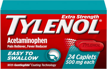 Tylenol Extra Strength Easy To Swallow Acetaminophen, Pain Reliever & Fever Reducer Coated Caplets For Adults With Gentleglide Technology, 500 Mg Extra Strength Acetaminophen, 24 Ct