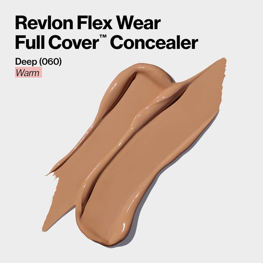 Revlon Colorstay Flex Wear, Full Cover Non-Creasing Concealer, Infused With Hyaluronic Acid & Vitamin E, Flexible Longwear, 060 Deep, 0.34 Fl Oz