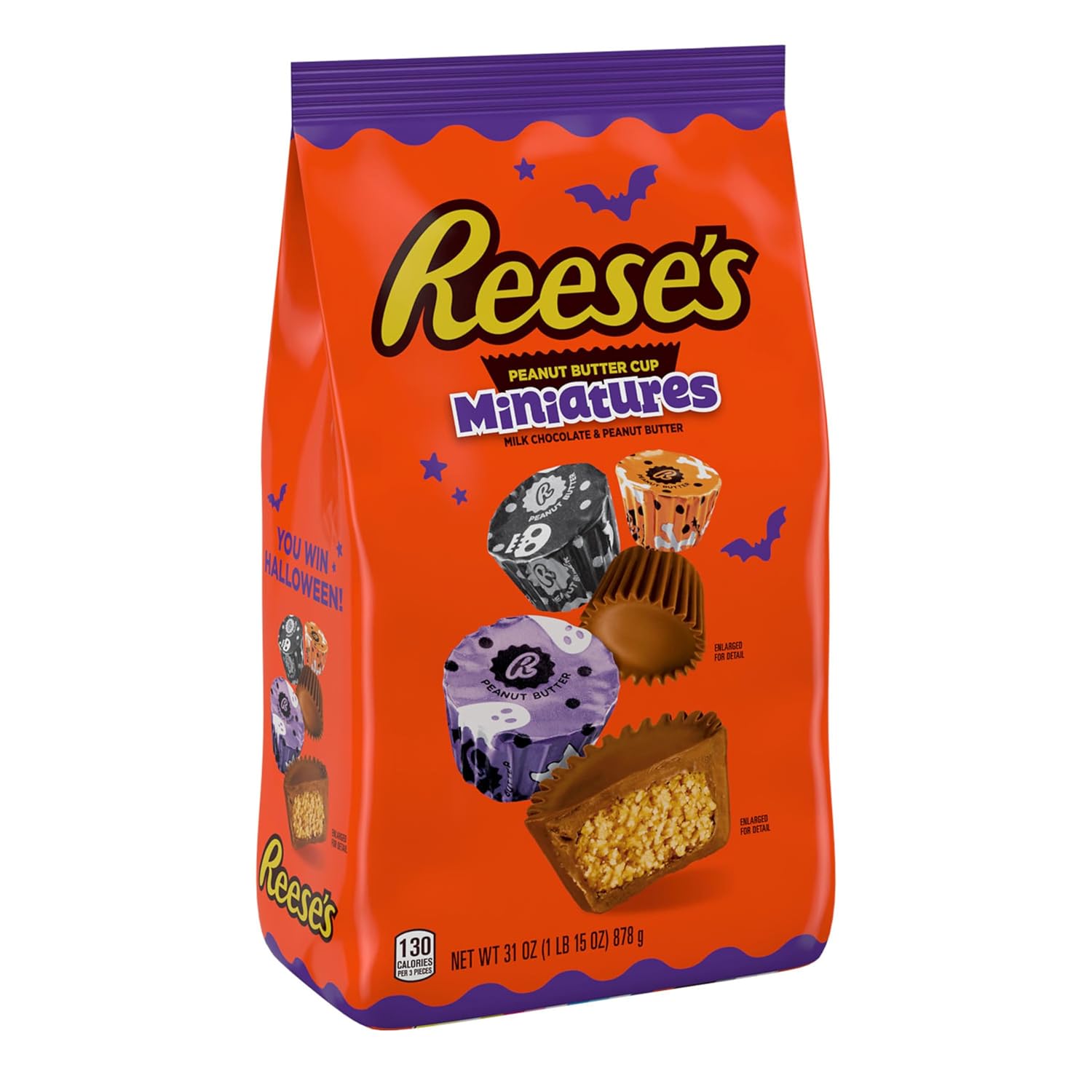 Reese'S Miniatures Milk Chocolate Peanut Butter Cups, Halloween Candy Bulk Bag, 31 Oz