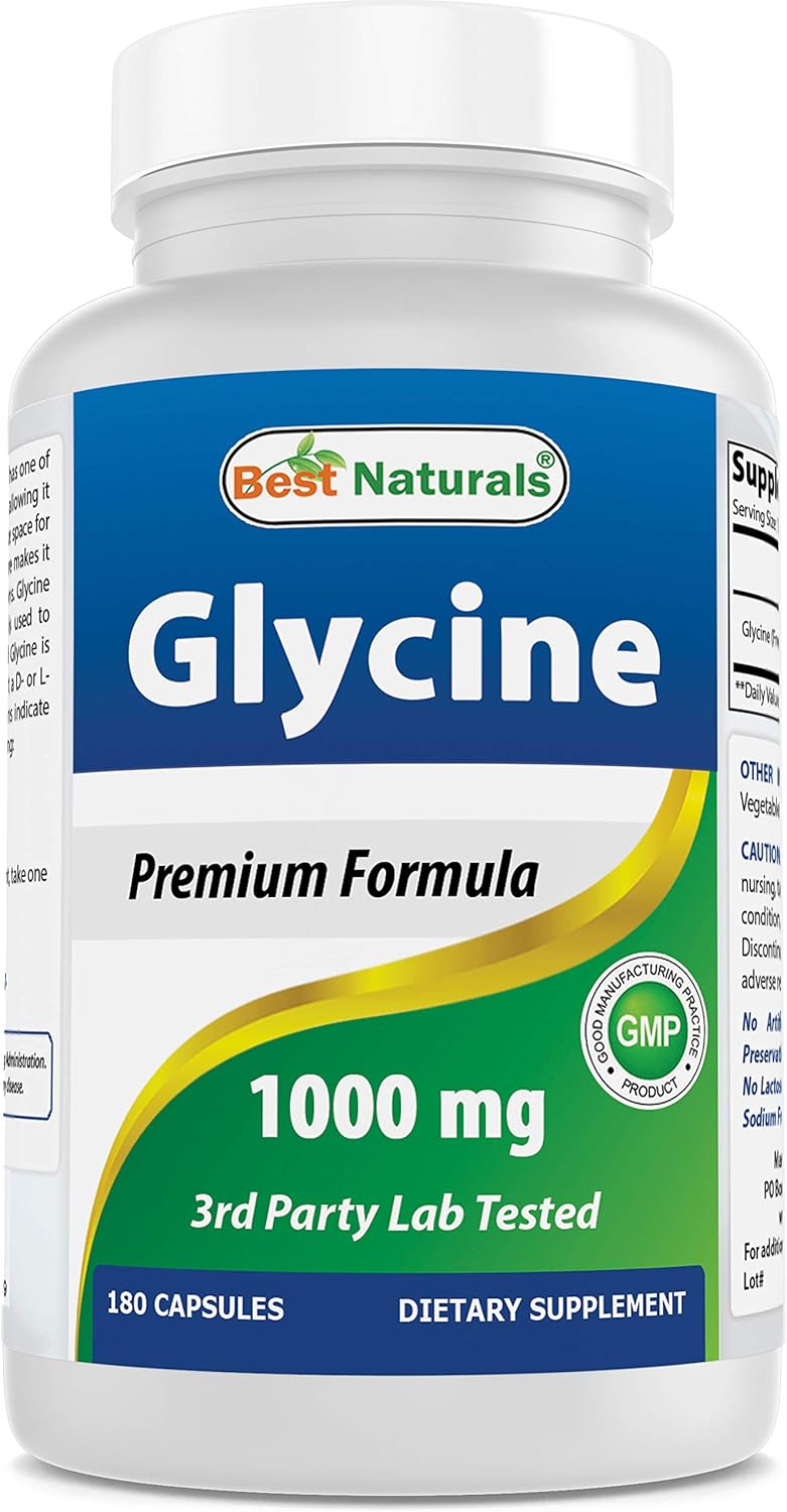 Best Naturals Glycine Supplement 1000 Mg For Energy Production, 180Count