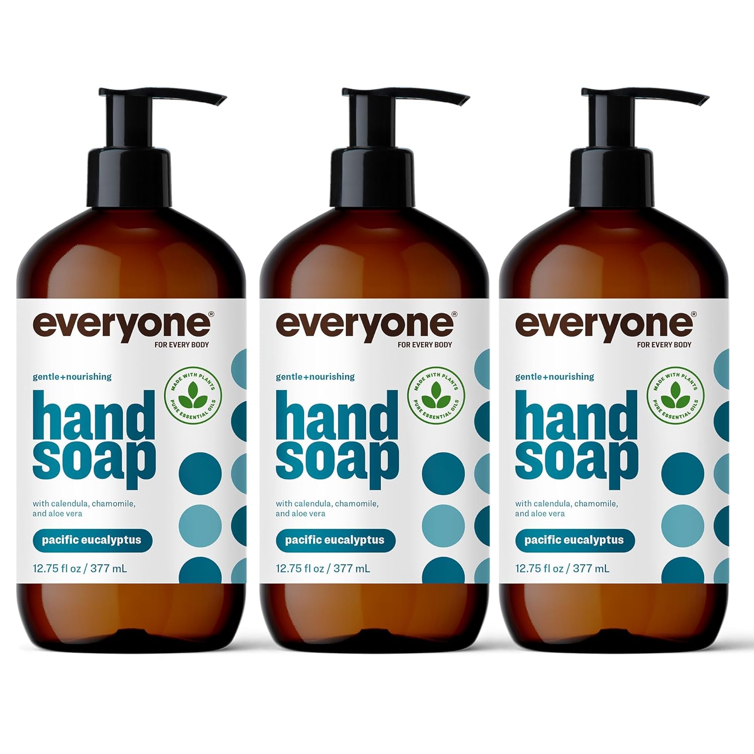 Everyone Liquid Hand Soap, 12.75 Ounce (Pack Of 3), Pacific Eucalyptus, Plant-Based Cleanser With Pure Essential Oils