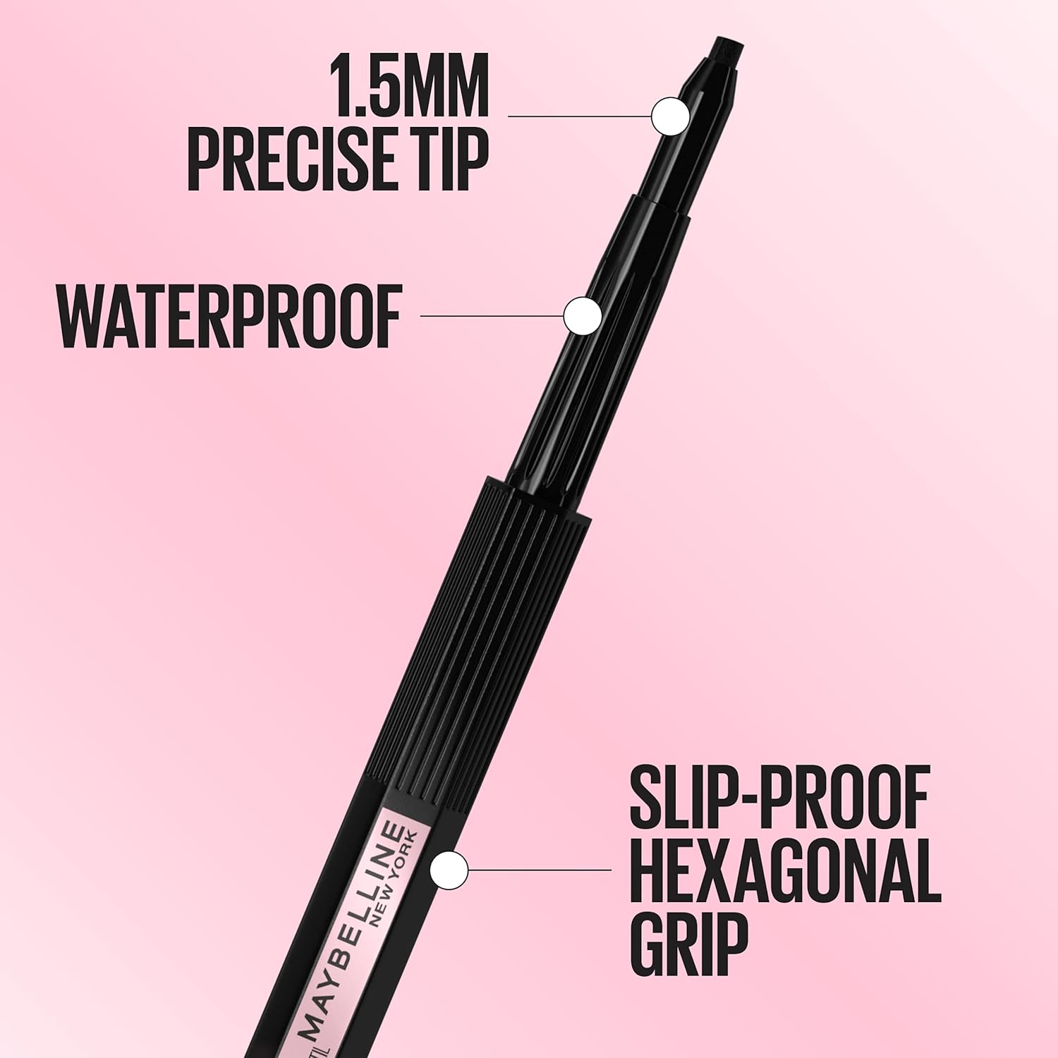 Maybelline New York Hyper Easy No Slip Pencil Eyeliner Makeup, Black, 0.001 oz. : Beauty & Personal Care