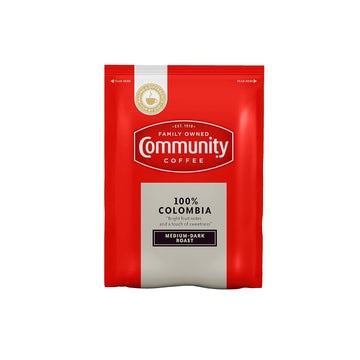 Community Coffee 100% Colombia Pre-Measured Coffee Packs, Medium Dark Roast, 2.5 Ounce Bag (Box Of 40)
