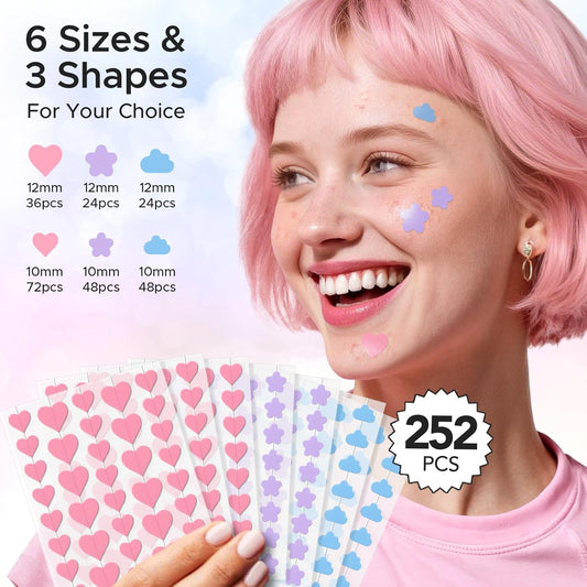 Litbear Acne Pimple Patch, 360 Dots 3 Shaped Colors Pimple Patches With Salicylic Acid, Tea Tree Oil & Calendula Oil, Hydrocolloid Acne Patch For Face, Blemish, Cute Zit Patch Pimple Sticker Acne Dots