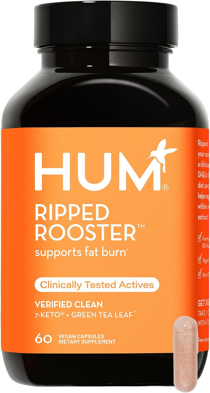 HUM Ripped Rooster - Natural Green Tea Supplement to Boost Metabolism, Control Cravings, Burn Fat & Support a Healthy Diet & Weight Management (60 Capsules)