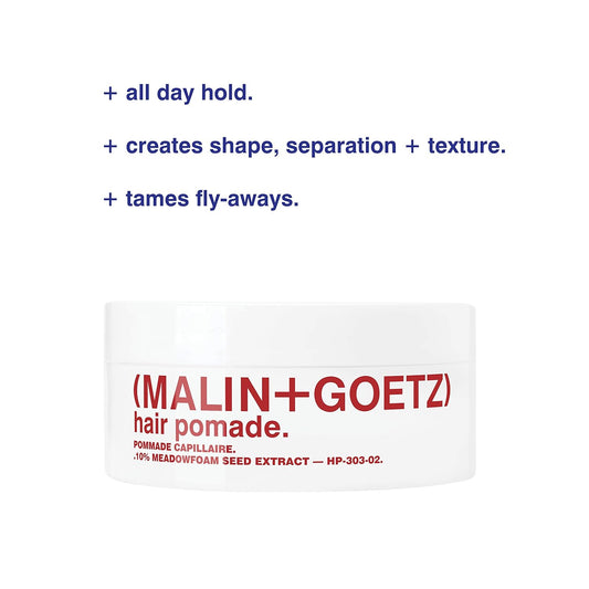 Malin + Goetz Hair Pomade, 2 Oz. — Men & Women Hair Styling Product For All Hair Types Or Textures, Lightweight All Day Hold, Natural Fragrance & Color, Cruelty-Free & Vegan. 2 Fl Oz