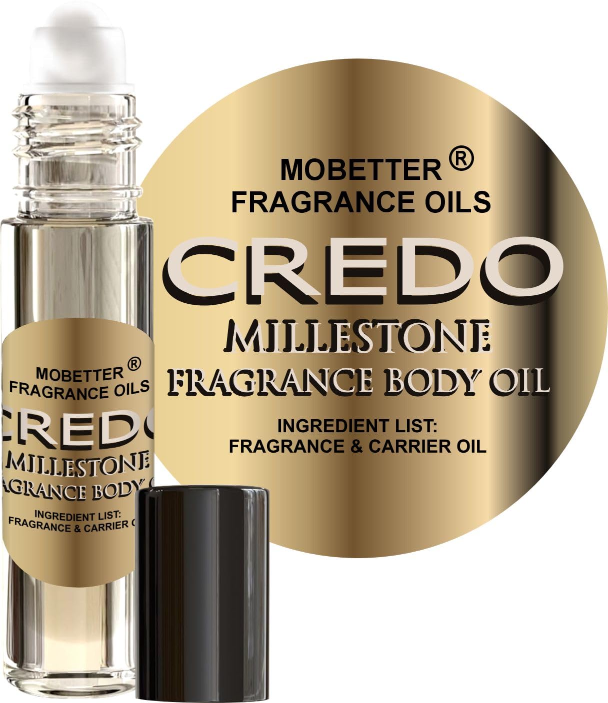 Mobetter Fragrance Oils Credo Millestone Unisex Body Oil 1/3 Oz Roll On Glass Bottle