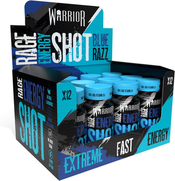 Warrior Rage Energy Shots - Pre Workout Shot Drink 12 X 60Ml - Rtd Fuel Juice Supplement (Liquid Not Gels) - 200Mg Caffeine To Lift Sessions And Running - Contains Vitamin B6 & B12 (Energy Flavour)