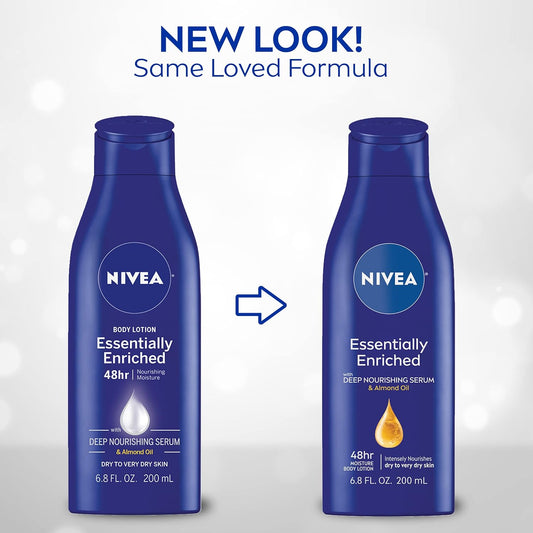NIVEA Essentially Enriched Body Lotion for Dry Skin, 6.8 Fl Oz Bottle