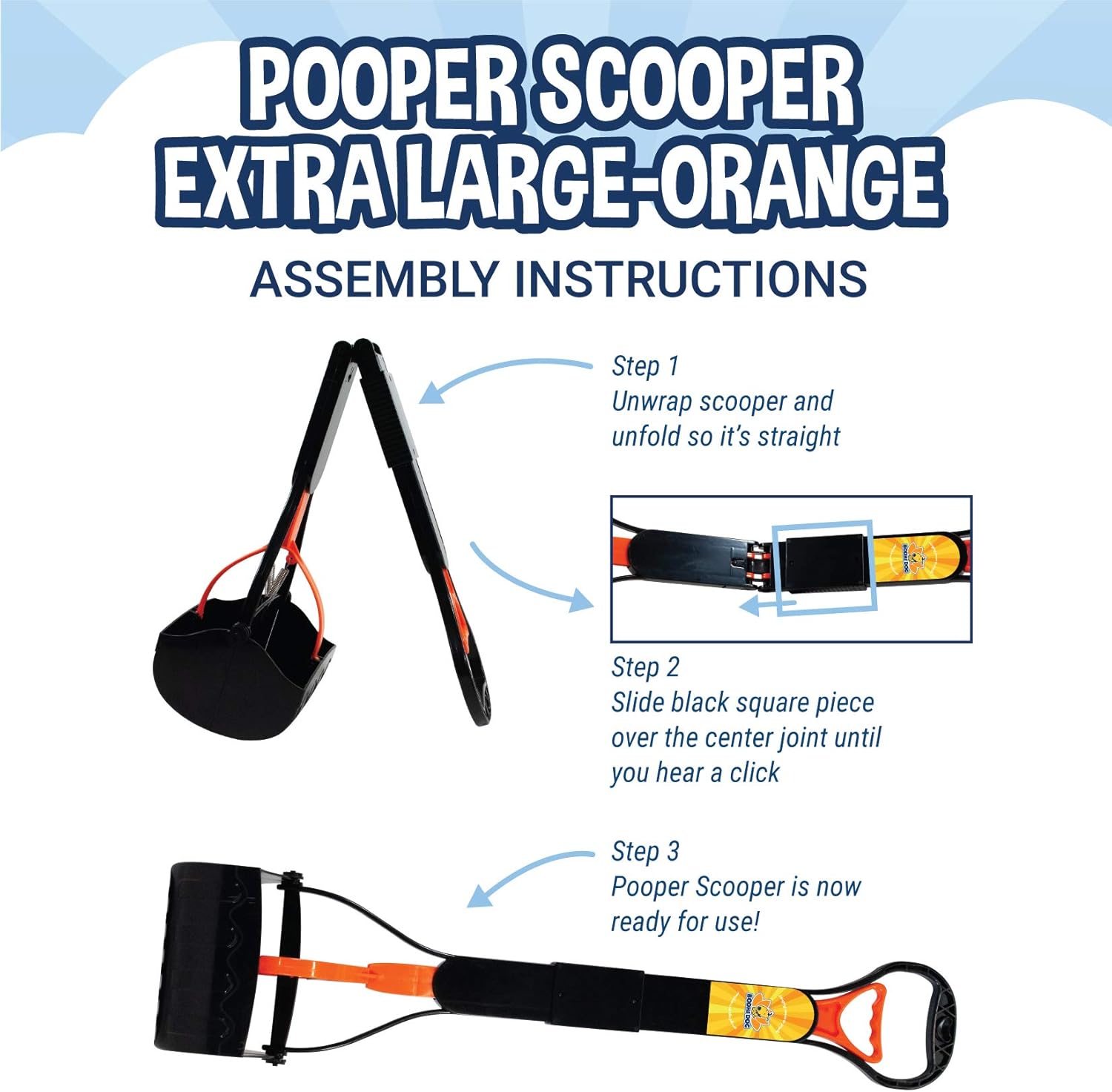 Bodhi Dog Extra Large Foldable Pooper Scooper | 32” Long Handle Portable Pooper Scooper | for Small and Large Dogs | Made with Premium Durable Materials - Orange : Pet Supplies