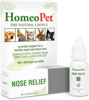 Homeopet Nose Relief, Safe And Natural Sinus Supplement For Cats, Dogs, And Other Small Animals, 15 Milliliters