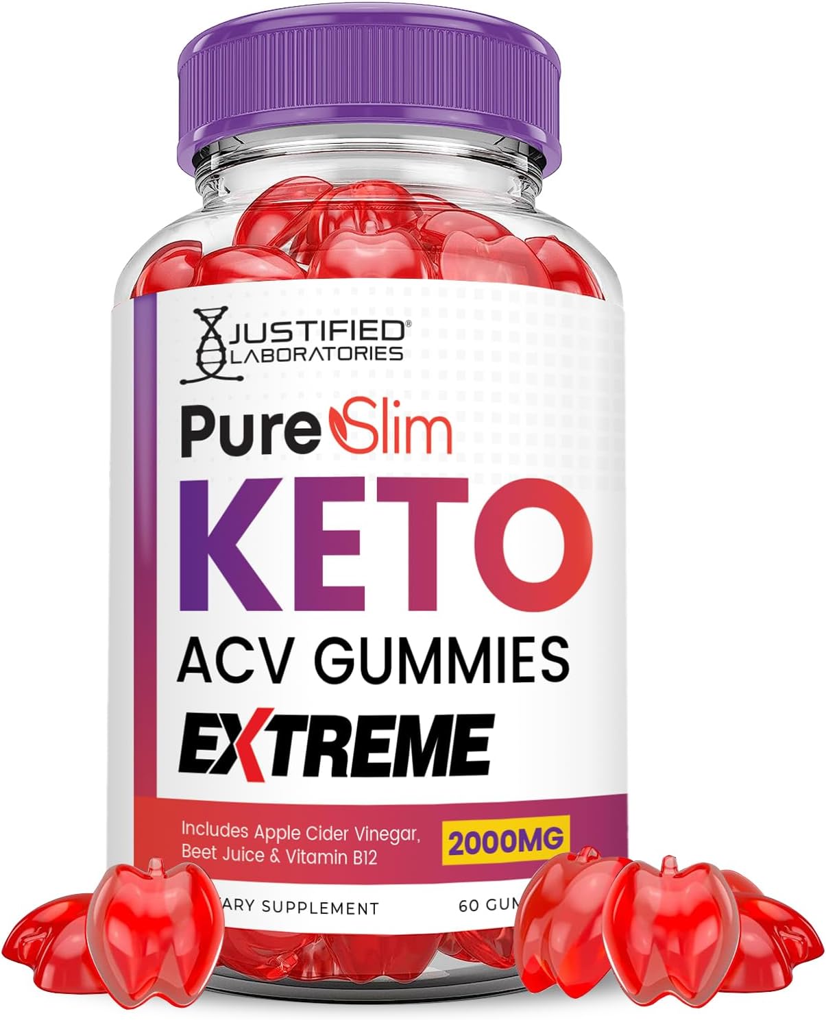 Pure Slim Keto Acv Gummies Extreme 2000Mg Pureslim Keto Gummies Advanced Formula Apple Cider Vinegar With Pomegranate Beet Juice Powder B12 Vegan Non Gmo 60 Gummys