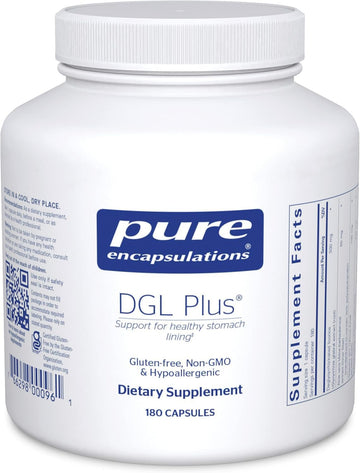 Pure Encapsulations Dgl Plus - Gut Health Supplements For Men & Women - With Marshmallow Root, Aloe Vera Extract & More - Non-Gmo & Vegan - 180 Capsules