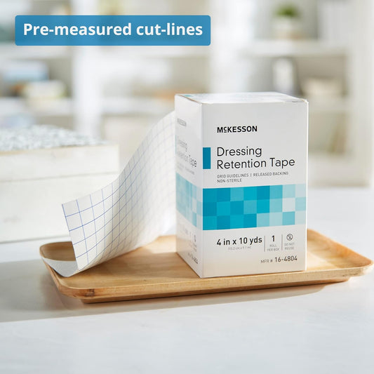 Mckesson Dressing Retention Tape, Non-Sterile, Grid Guidelines, 4 In X 10 Yd, 1 Roll