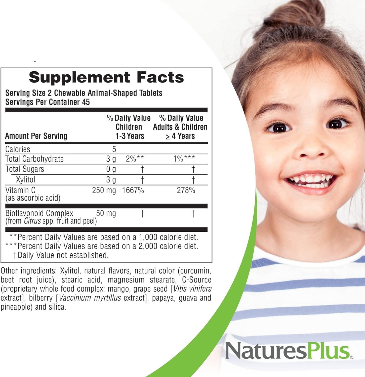 Naturesplus Animal Parade Sugar-Free Children'S Vitamin C, Natural Orange Juice Flavor - 90 Chewable Animal Shaped Tablets, Pack Of 2 - Immune Support - Gluten Free - 90 Servings