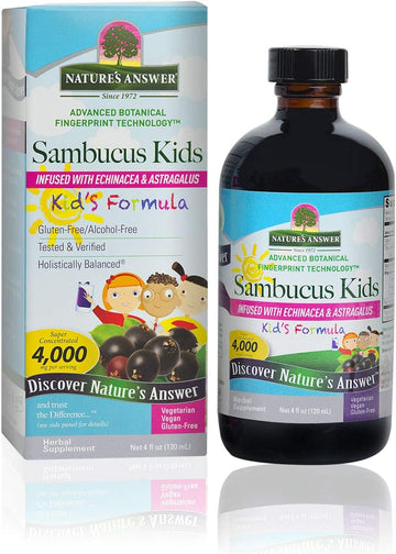 Nature'S Answer Sambucus Elderberry Syrup For Kids 4   | Kid Friendly Immune Booster | Daily Immune Support
