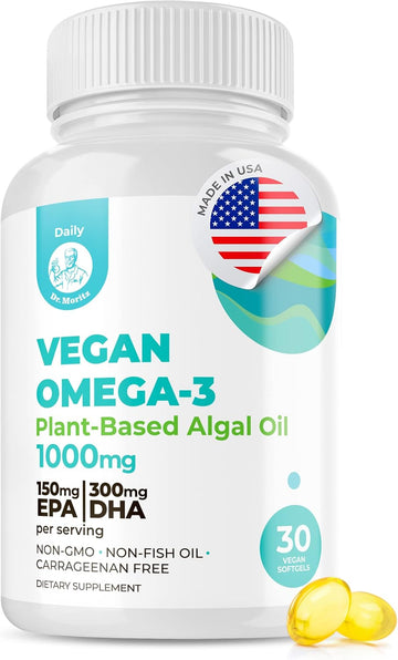 Dr. Moritz Vegan Omega 3 Dha & Epa Supplement - Algae Omega-3 Fatty Acids 1000Mg - Fish Oil Alternative For Heart, Brain, Joint, Immune System Support 30 Count(Pack 1)