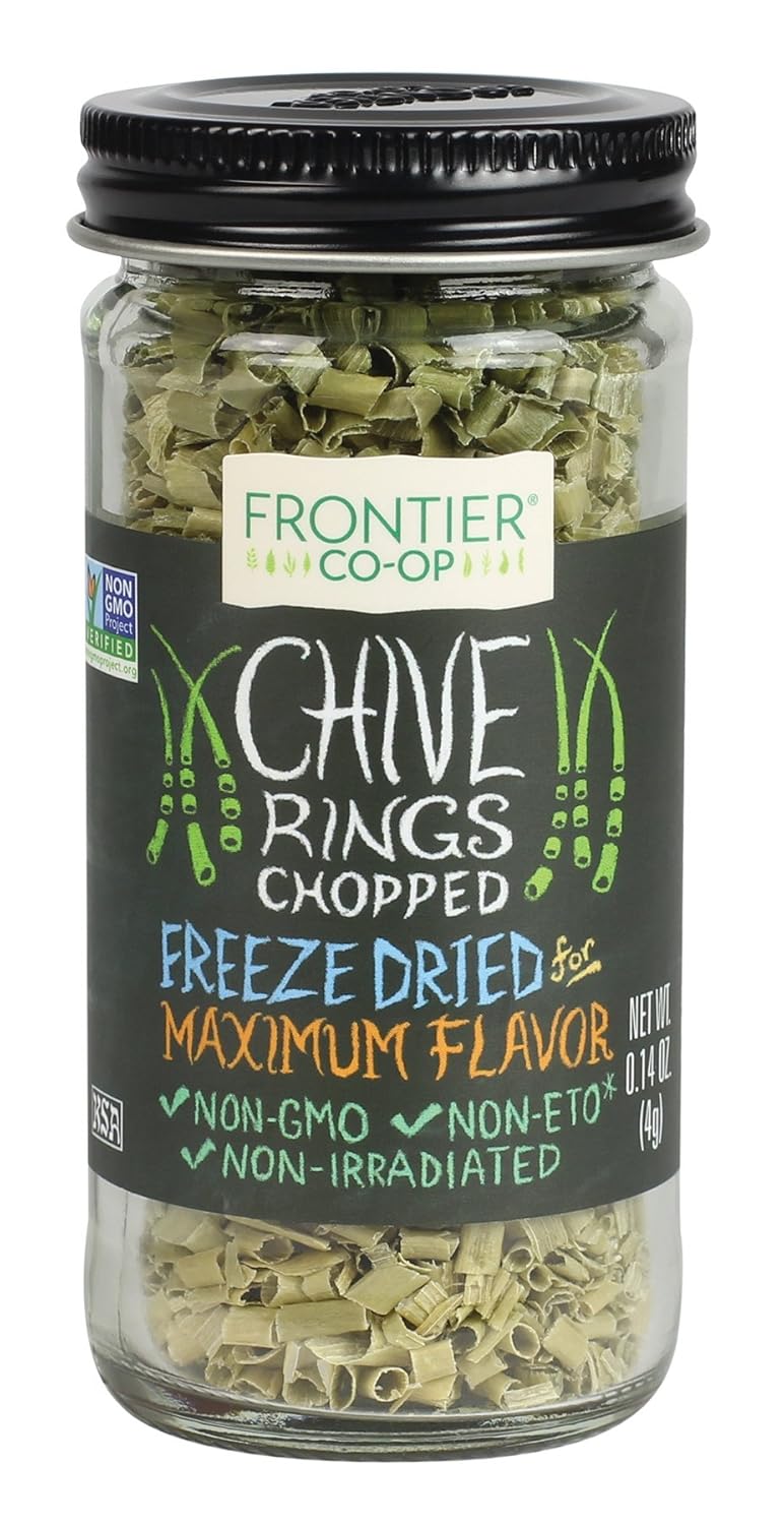 Frontier Co-Op Chive Rings, 0.14 Ounce Bottle, Chopped & Sifted, Freeze Dried For Max Flavor In Soups, Salads And Dressings