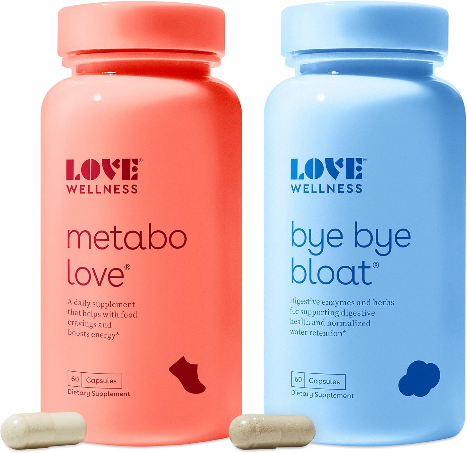 Love Wellness Boost & Reduce Bundle, Bye Bye Bloat & Metabolove | Metabolism Booster Supplement For Women | Digestive Enzymes For Bloating & Gas Relief | Curbs Food Cravings For Weight Management