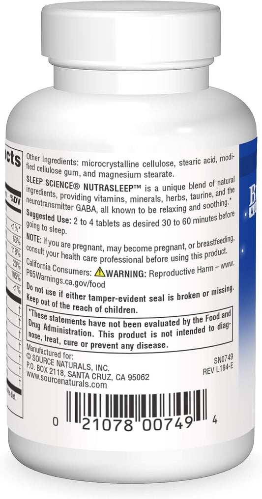 Source Naturals Sleep Science Nutrasleep - Multi-Nutrient And Herb Complex - Supports Rest And Relaxation- 40 Tablets