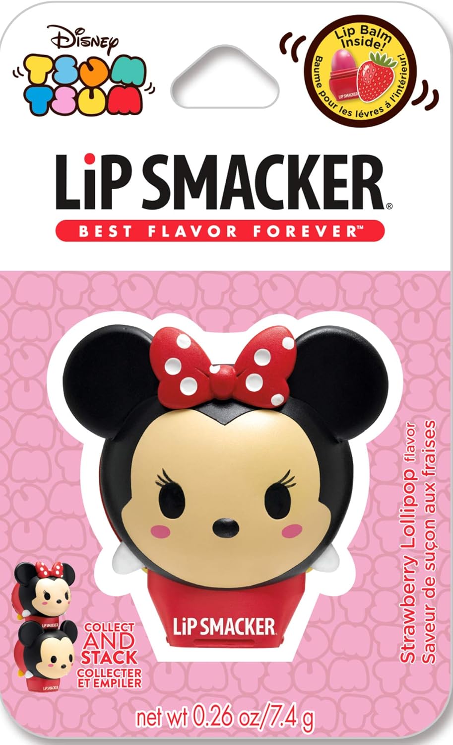 Lip Smacker Disney Minnie Mouse Tsum Tsum Flavored Lip Balm, Minnie Strawberry Lollipop, Clear, For Kids : Beauty & Personal Care