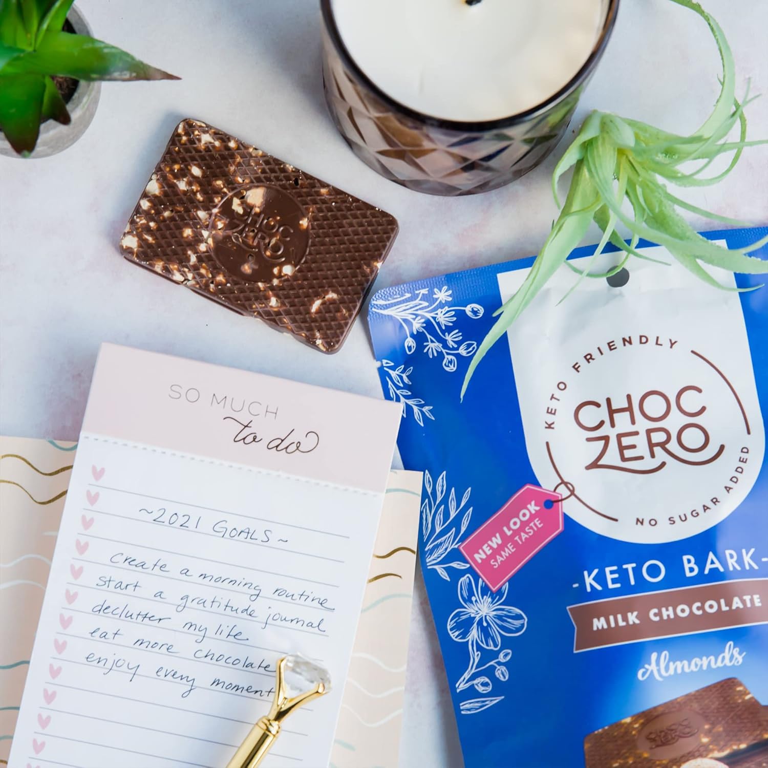 Choczero Keto Bark, Milk Chocolate Almond Candy, No Added Sugar, Low Carb, No Sugar Alcohols, No Artificial Sweeteners, 3.2 Ounce (Pack Of 4)