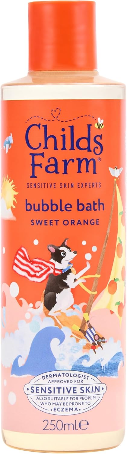 Childs Farm Kids Bubble Bath, Sweet Orange | Gently Cleanses & Soothes | Suitable For Dry, Sensitive Skin, 250Ml