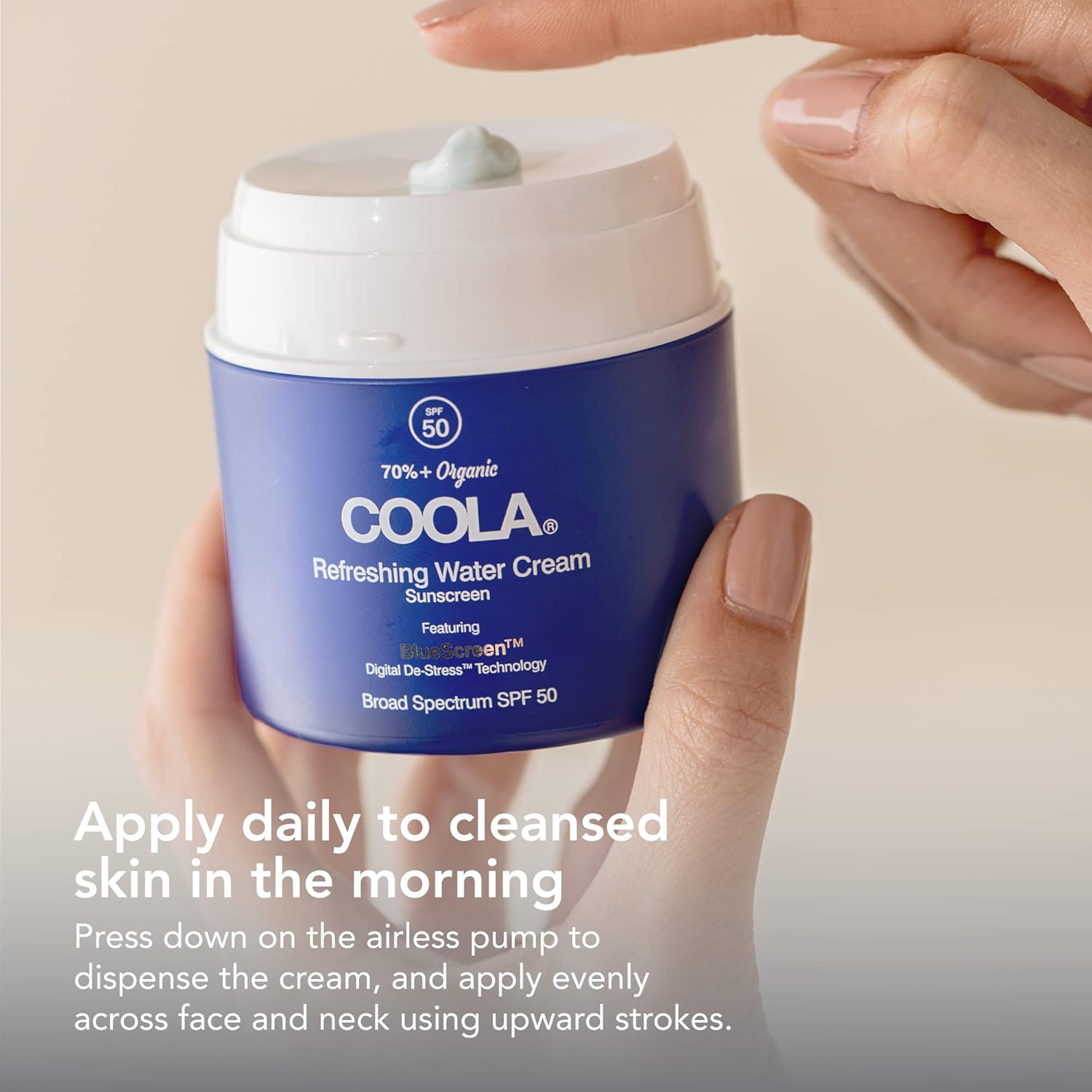 COOLA Organic Refreshing Water Cream Face Moisturizer with SPF 50, Dermatologist Tested Face Sunscreen with Plant-Derived BlueScreen Digital De-Stress Technology, 1.5 Fl Oz : Beauty & Personal Care