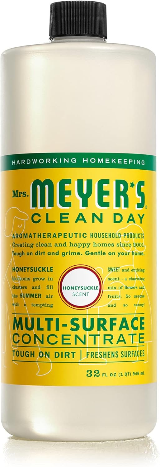 Mrs. Meyer'S Clean Day Multi-Surface Cleaner Concentrate, Use To Clean Floors, Tile, Counters, Honeysuckle, 32 Fl. Oz