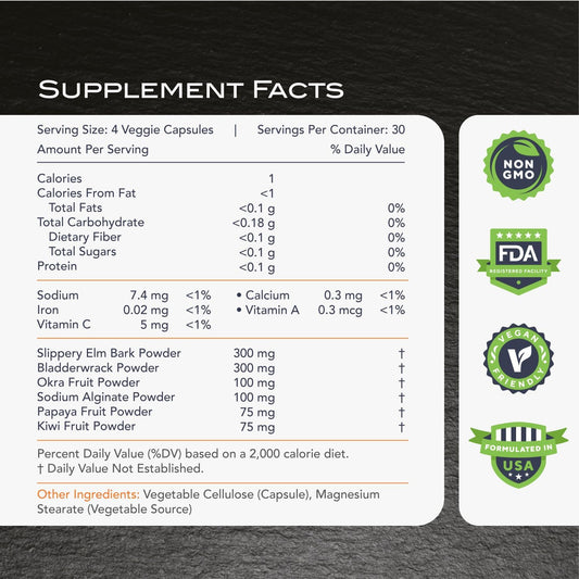 Karamd Lectin Guard | Gut Repair & Colon Cleanse Supplement | Lectin Blocker| Slippery Elm, Bladderwrack, Sodium Alginate, Okra, Kiwi & Papaya | Natural Gut Cleanse, Non-Gmo & Gluten Free 30 Servings