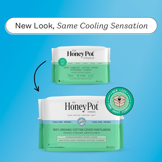 The Honey Pot Company - Herbal Panty Liners For Women - Everyday Liners - Infused W/Essential Oils For Cooling Effect & Organic Cotton Cover - Feminine Care - Fsa & Hsa Eligible - 30 Ct