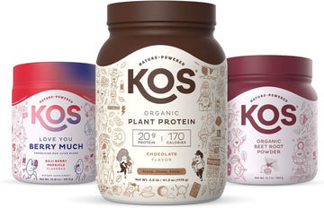 Kos Smart Heart Bundle (Plant-Based Chocolate Protein Powder + Organic Beet Root Powder + Organic Reds Blend)