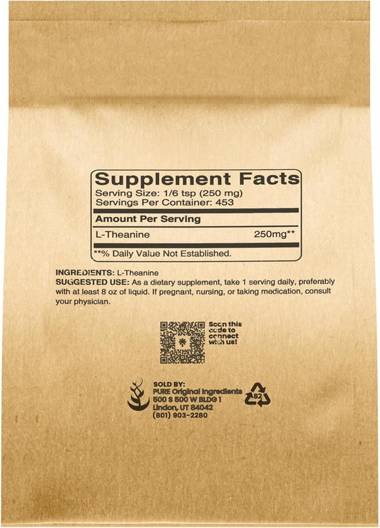 Pure Original Ingredients L-Theanine (4 Oz) Amino Acid Supplement, No Additives Or Fillers
