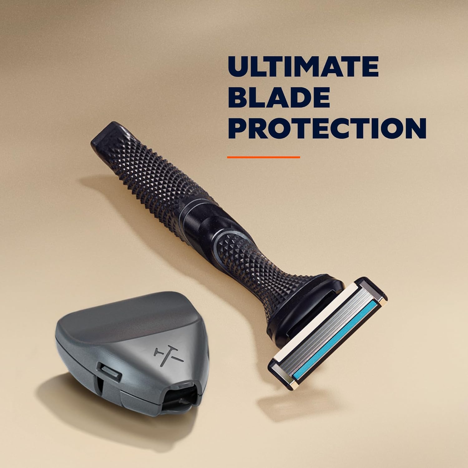 Dollar Shave Club - Shaving Kit with Diamond Grip Razor Handle, 4-Blade Blade Refills, & Blade Cover, Easy to Grip Handle, for Travel, Blue : Beauty & Personal Care