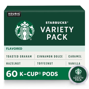 Starbucks K-Cup Coffee Pods—Flavored Coffee—Variety Pack For Keurig Brewers—Naturally Flavored—100% Arabica—6 Boxes (60 Pods Total)