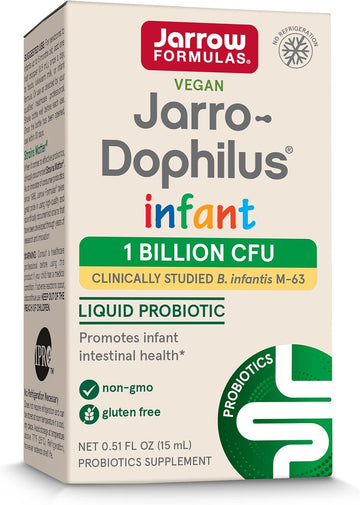 Jarrow Formulas Jarro-Dophilus Infant Liquid Probiotic, Dietary Supplement, Intestinal Health Support For Infants, 1 Billion Cfu Per Serving, 0.51 Fl Oz, 30 Day Supply