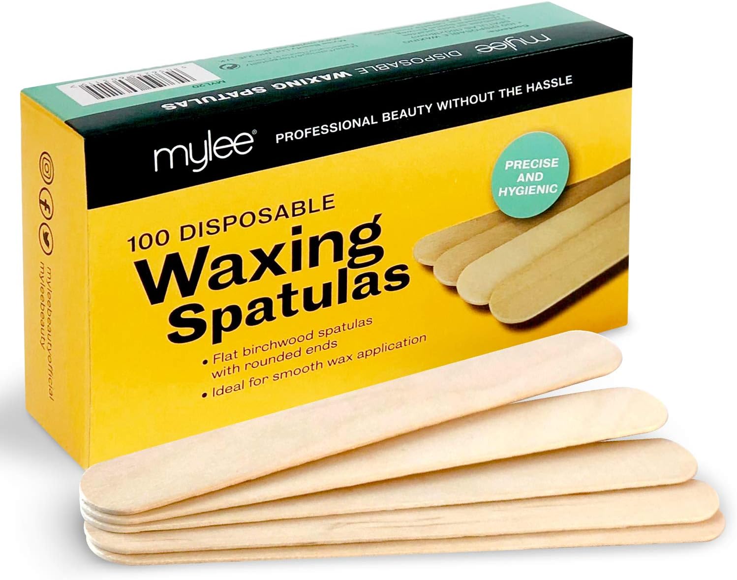 Mylee Premium Salon Quality Disposable Wooden Spatulas For Waxing, Pack Of 100, Hygenic And Suitable For Warm And Hot Waxes