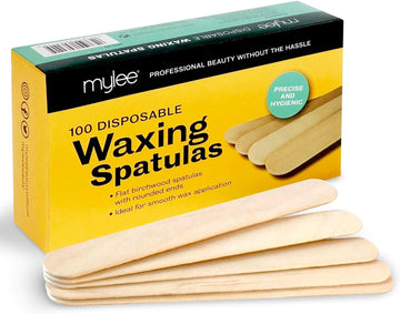 Mylee Premium Salon Quality Disposable Wooden Spatulas For Waxing, Pack Of 100, Hygenic And Suitable For Warm And Hot Waxes