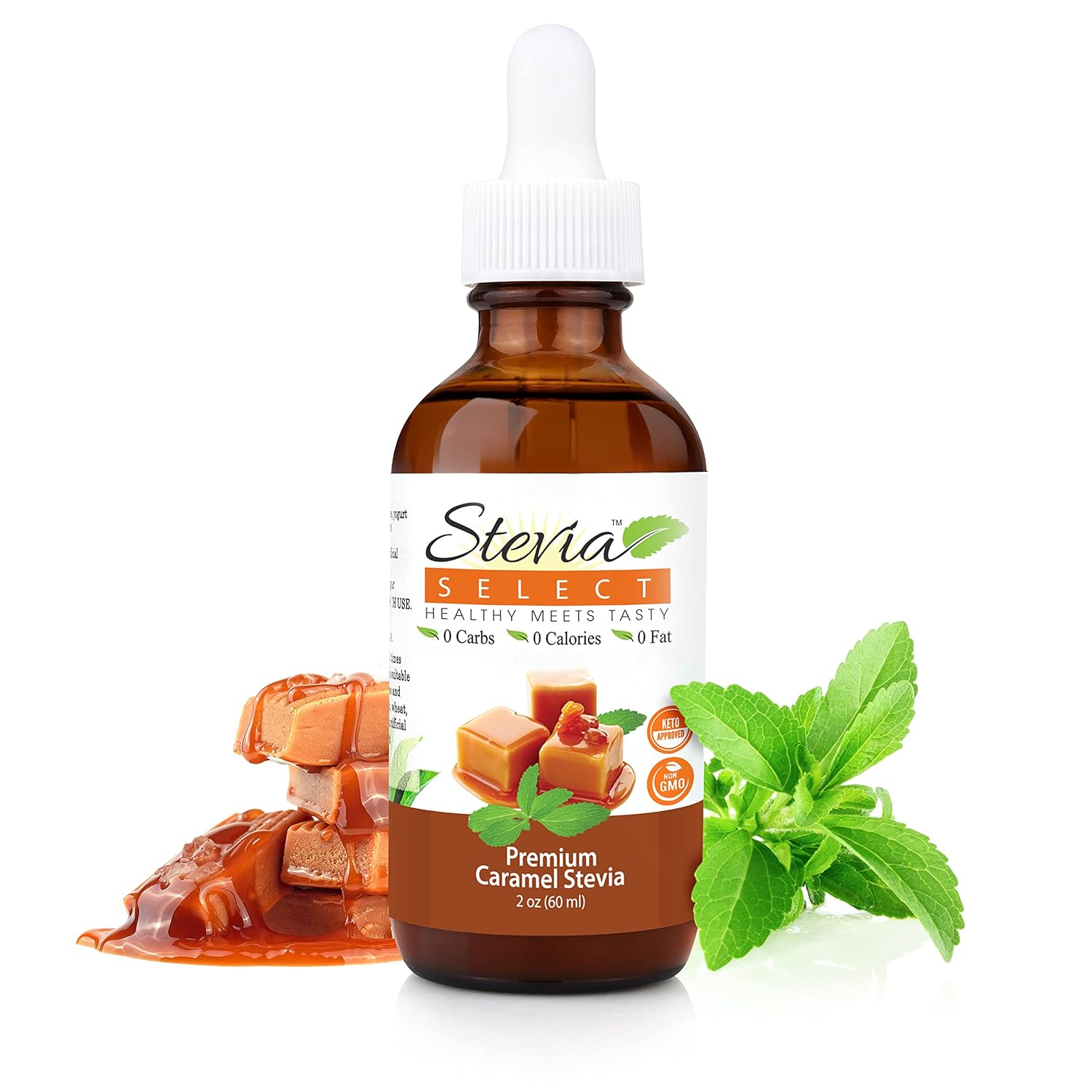 Stevia Select Caramel Stevia Flavor - Liquid Zero Calorie Sweetener - All Natural Liquid Stevia Extract Sweetener Liquid - Stevia Liquid Sweetener - Keto Sweetener & Sugar Alternative 2 Oz