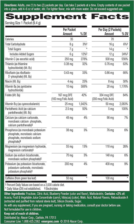 Emergen C Energy Blueberry Acai 18 Packets