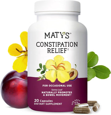 Matys Constipation Relief Capsules, Botanical Herbal Laxative Relieves Constipation, Promotes Smooth Bowel Movement & Gut Health, Safe & Effective for Adults & Kids 12 Years +, 20 Vegetarian Capsules