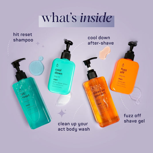 Spalife 7-Piece Bath And Body Men Grooming Gift Set - 2-In-1 Shampoo & Conditioner, Body Wash, Daily Moisturizer, Post-Shave Lotion, Bath Sponge & Foot Stone For Luxurious At-Home Spa