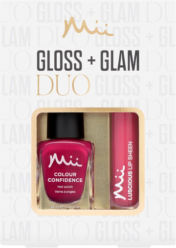 Mii Cosmetics Gloss + Glam Lip Gloss And Nail Polish Duo Gift Set, Beauty Kit, Hydrating Lipgloss And Long-Lasting Nail Polish, Perfect Makeup Gift Set For Women, Minx + Sweet Guava