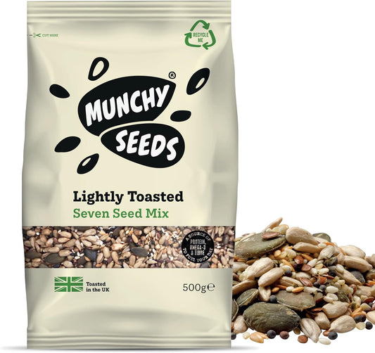 Munchy Seeds Lightly Toasted 7 Seed Mix, Pumpkin Seeds, Sunflower Seeds, Hemp, Chia, Rapeseed, Flaxseeds, Seeds For Baking, Breakfast Cereals & Granola, Mixed Seeds To Eat, Mixed Seeds For Eating 500G