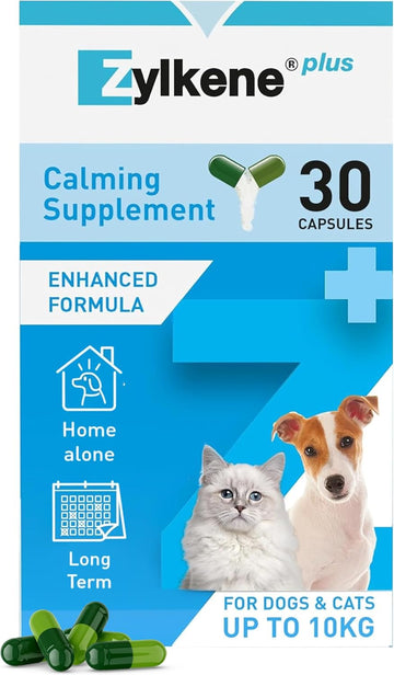 Zylkene Plus Calming Supplement For Medium Dogs (10Kg-30Kg) 225Mg | Promotes Relaxation In Long-Term Challenging Situations: New Baby, Home Alone, Moving House | Easily Administered | 30 Capsules