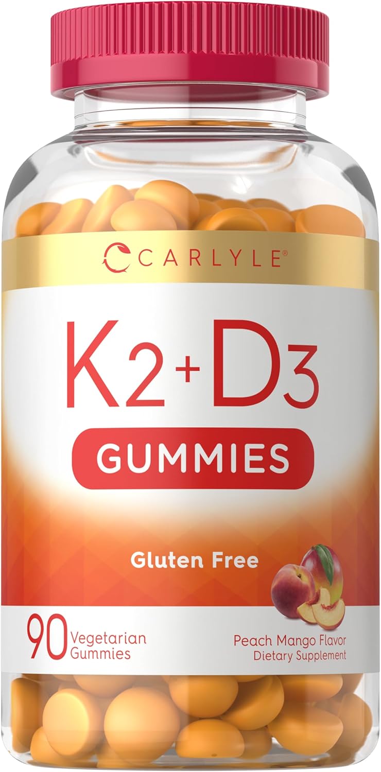 Carlyle Vitamin D3 + K2 Gummies | 90 Count | 5,000 Iu Of D3 + 100 Mcg Mk7 | Vegetarian, Non-Gmo, And Gluten Free Vitamin Supplement