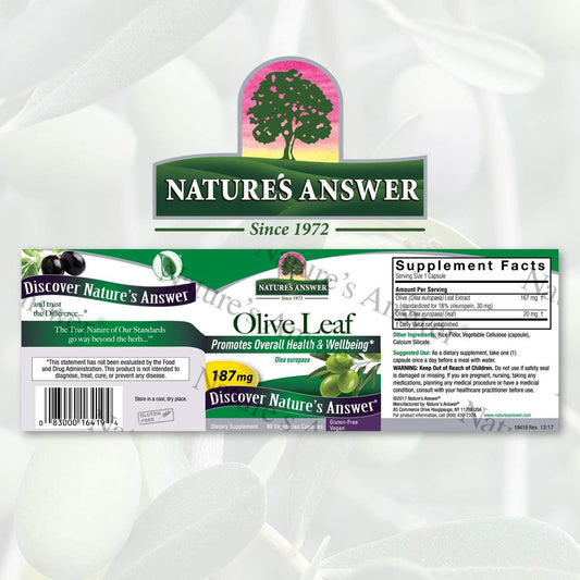 Nature's Answer Oleopein Olive Leaf Vegetarian Capsules, 60-Count Promotes Overall Good Health and Well Being* Alcohol-Free, Gluten-Free & Kosher