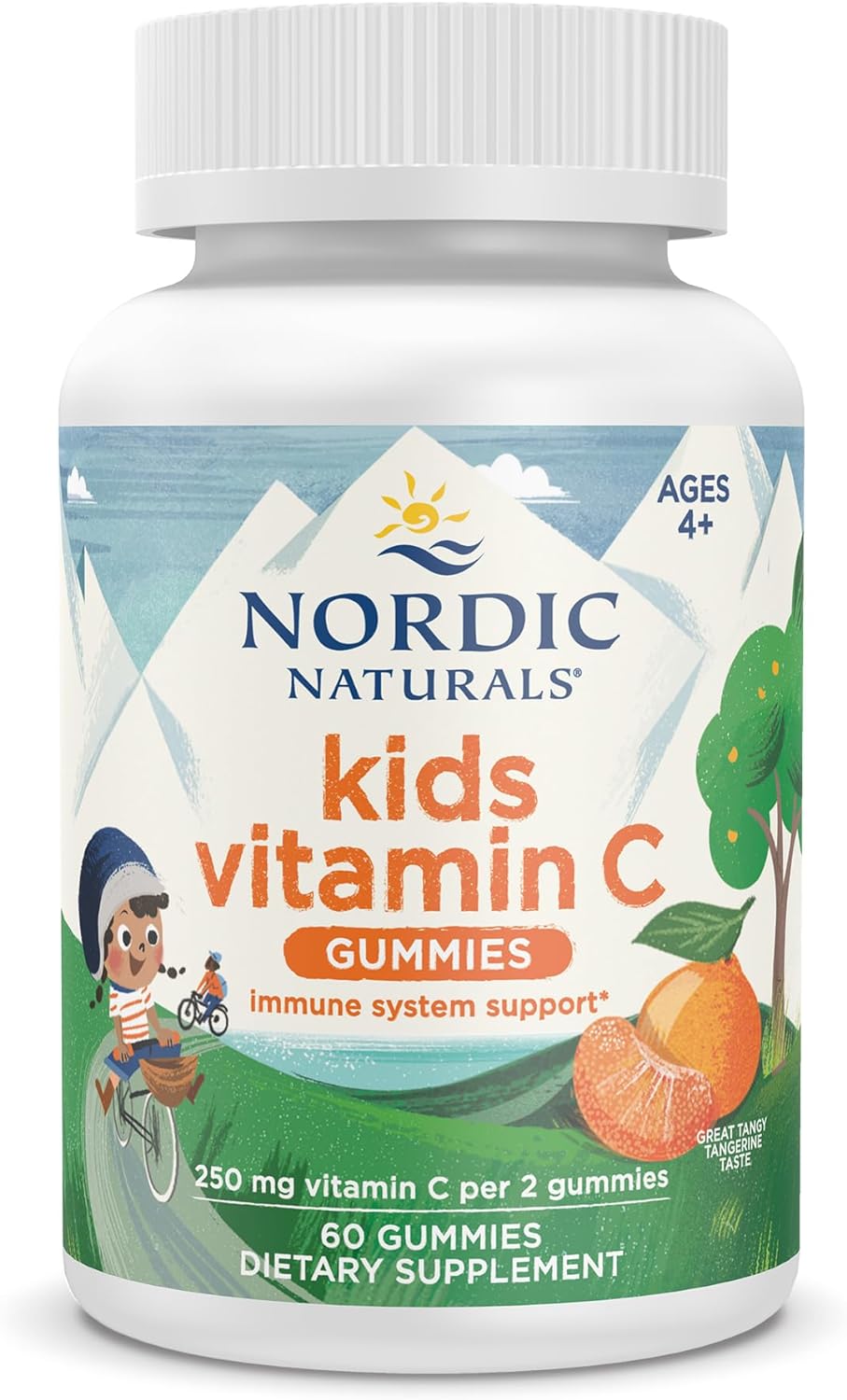 Nordic Naturals Kids Vitamin C Gummies - Tangy Tangerine - 60 Gummies - Vegan Vitamin C Supplement - Children?s Immunity and Antioxidant Support - 250 mg Vitamin C per Serving - 30 Servings