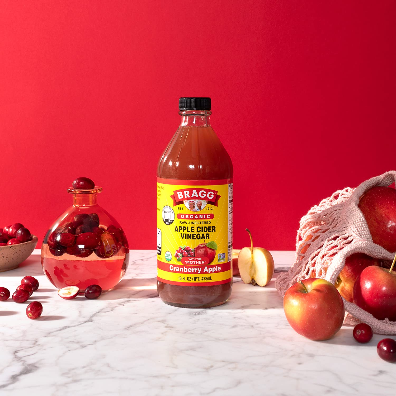 Bragg Organic Apple Cider Vinegar Blends 16oz, with Cranberry Apple : Grocery & Gourmet Food